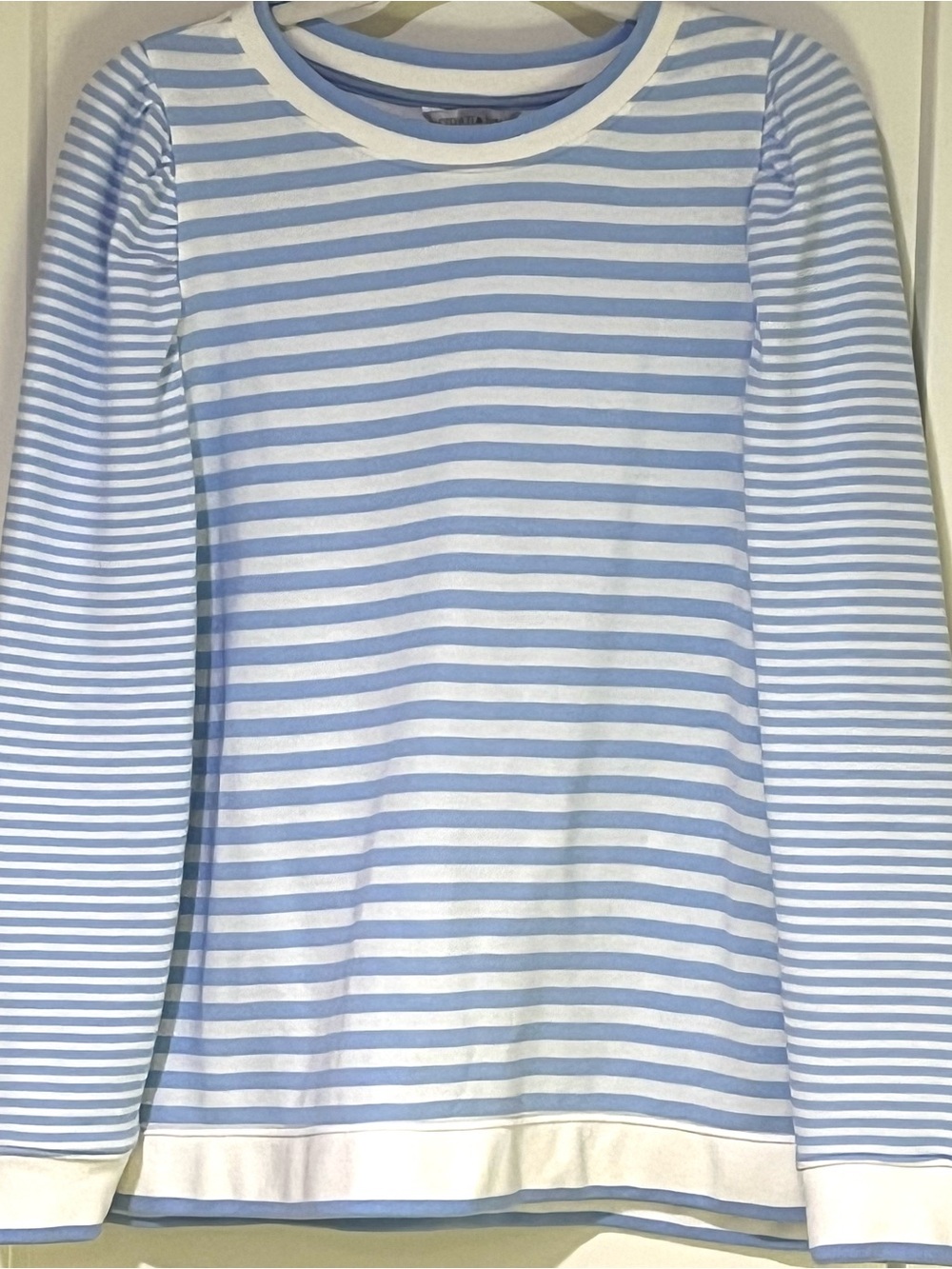 crown & ivy Light Blue and White Striped Long Sleeve Top size Large